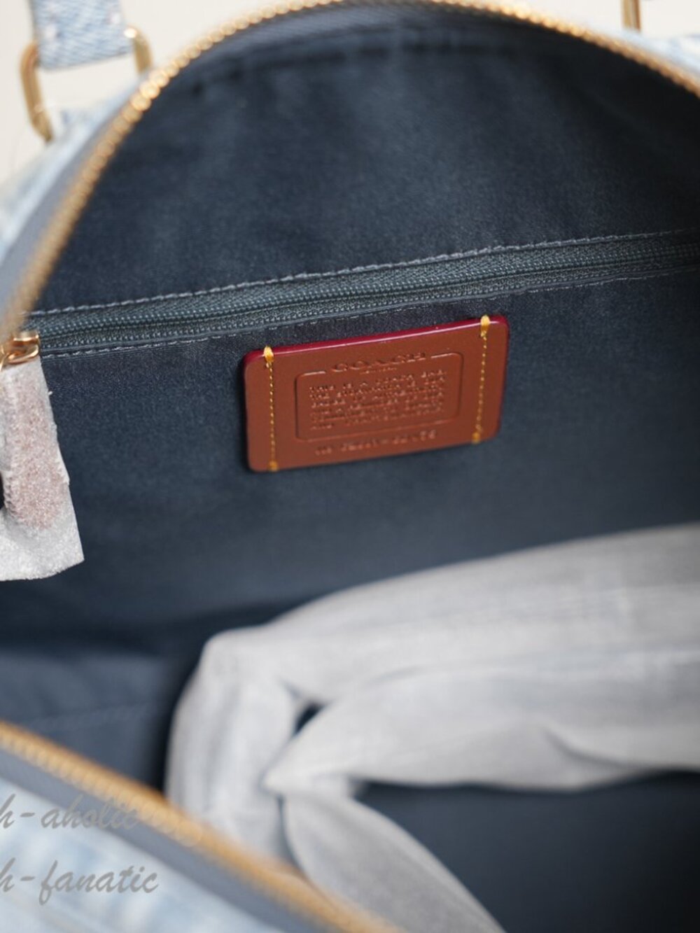 Coach CDY75  Rowan Large Satchel Bag In Loved Denim With Charms Light Indigo NWT - Picture 8 of 10